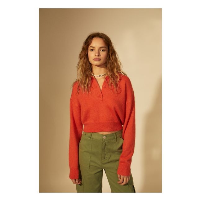 Moelli Super Kid Mohair Polo Sweatshirt | Orange