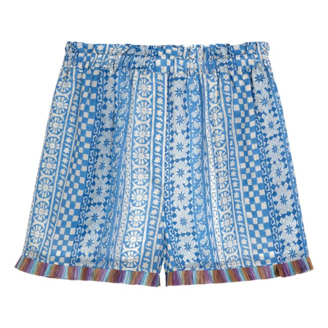 Samia Ramie Pacific Patchwork Shorts | Blue