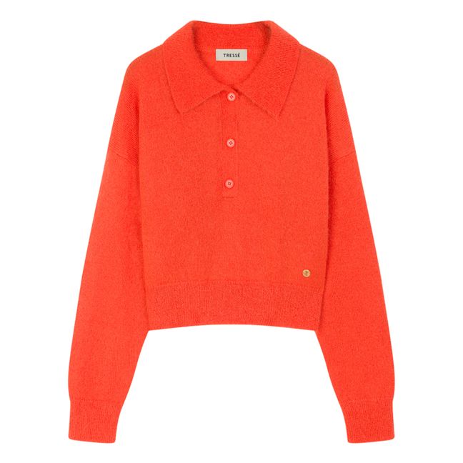 Moelli Super Kid Mohair Polo Sweatshirt | Orange