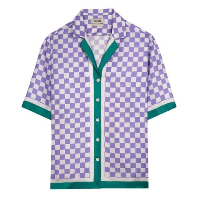 Camisa de seda Calenta Parma Checkers | Violeta