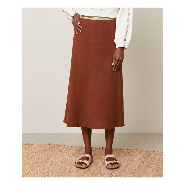 Jima Linen Skirt | Marrón