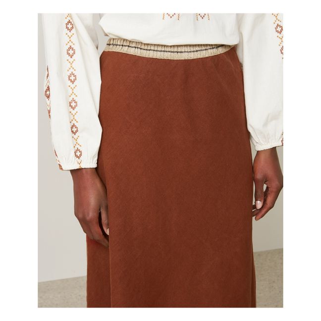 Jima Linen Skirt | Marrón