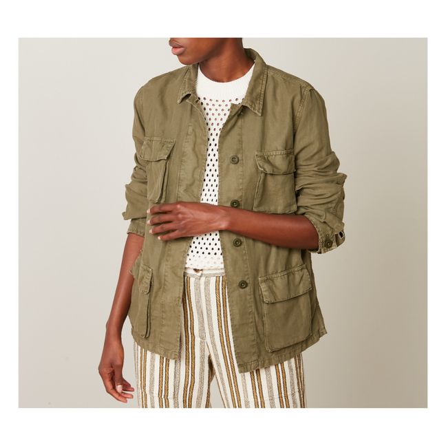Vea Cotton and Linen Jacket | Verde Kaki