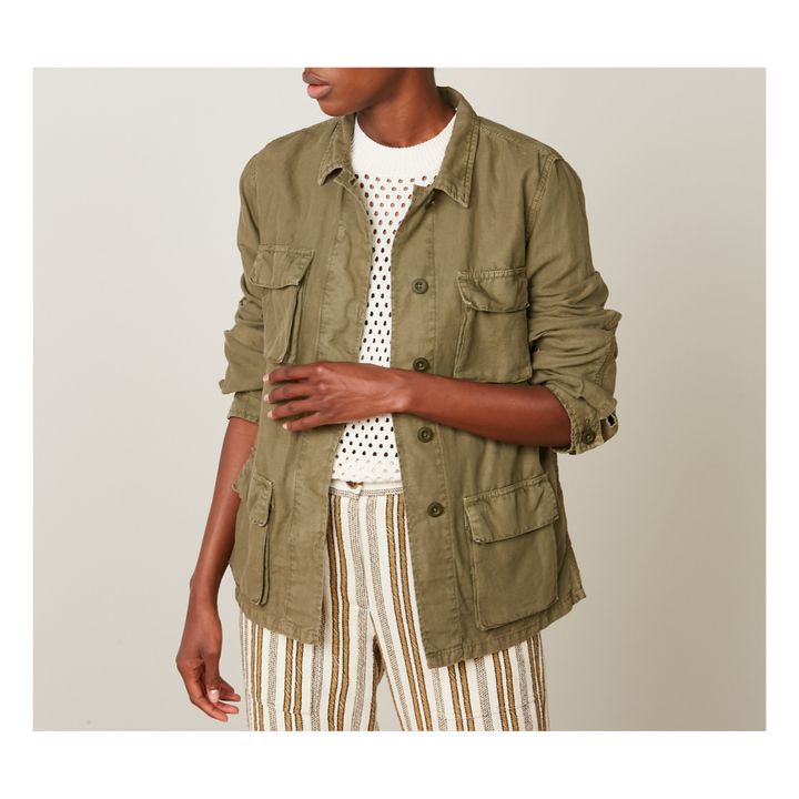 Vea Cotton and Linen Jacket | Khaki- Produktbild Nr. 2