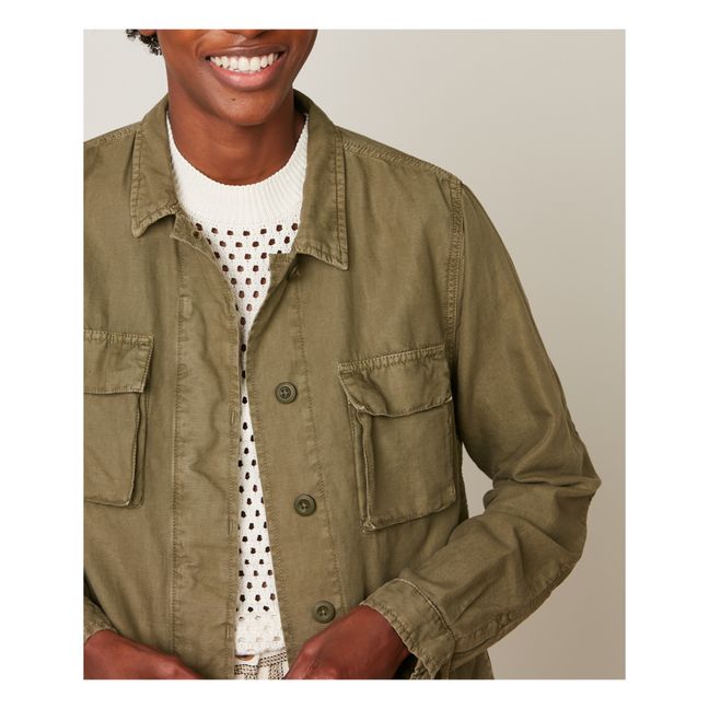 Vea Cotton and Linen Jacket | Verde militare