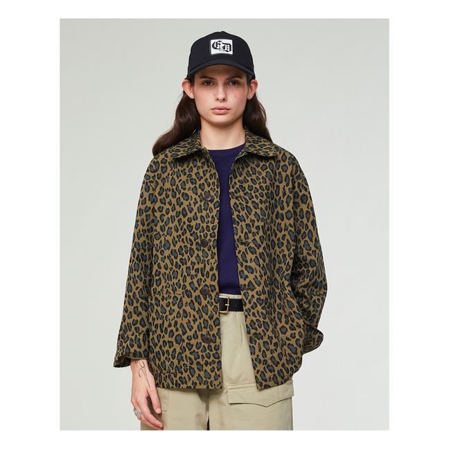 Chaqueta con estampado de leopardo Worker Coach | Verde Kaki