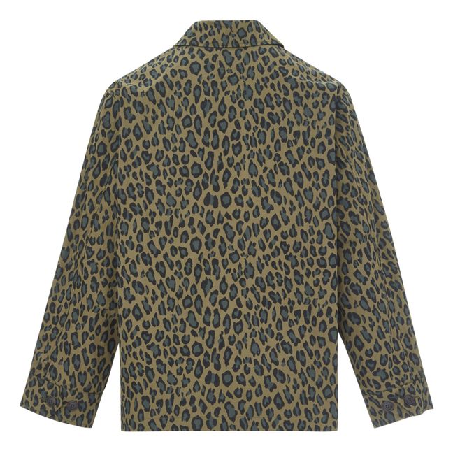 Veste Worker Coach Imprimé Léopard | Vert kaki