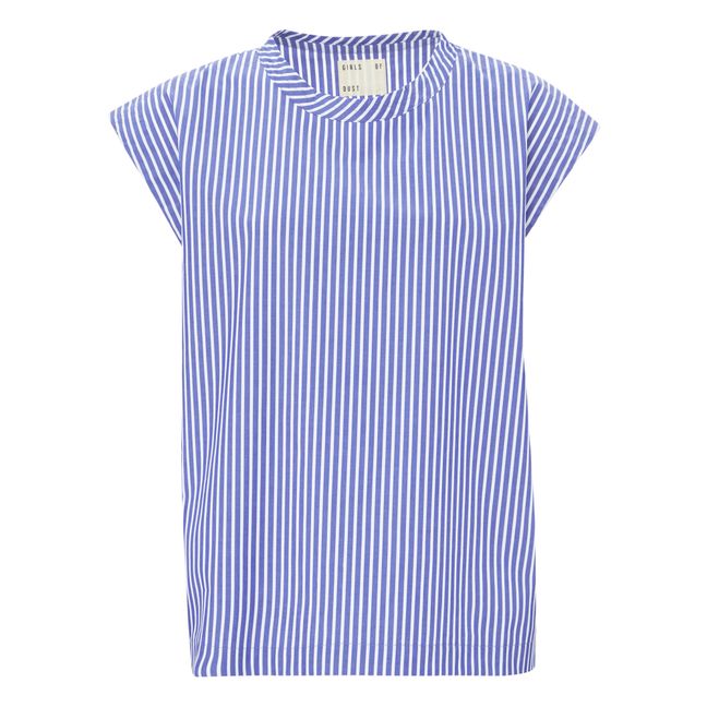 Top Gardener Rayures Popeline de Coton | Bleu