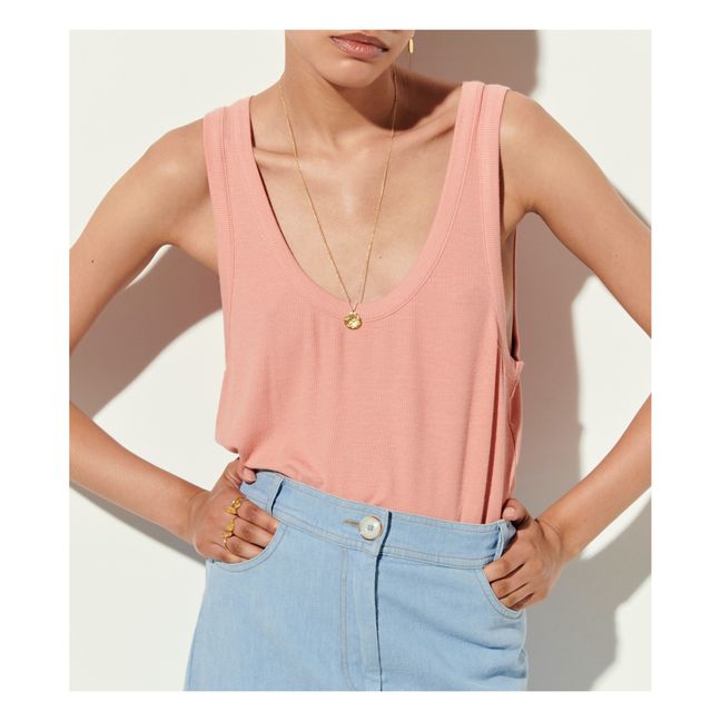 Camiseta de tirantes acanalada The D | Rosa Melocotón