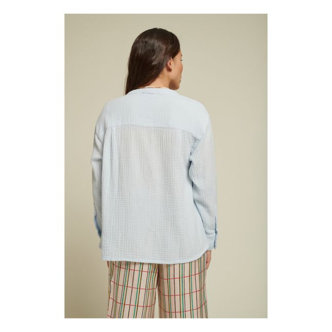 Derrick Double Cotton Gauze Shirt | Hellblau