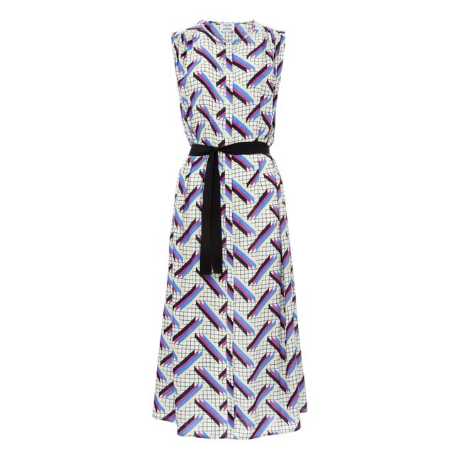 Naomie 4 Stripe Print Dress | Weiß