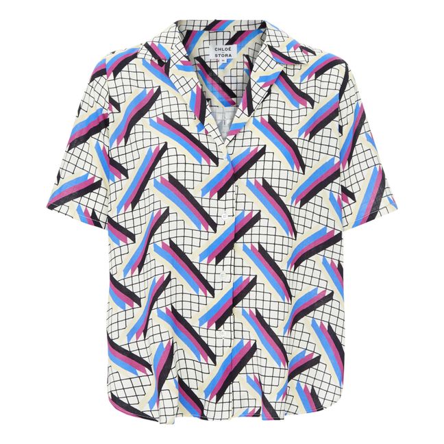 Claire 4 Stripe Print Shirt | White