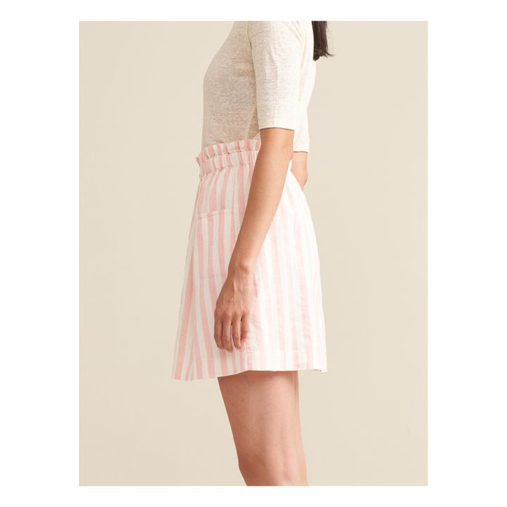 April Linen and Cotton Striped Skirt - Women's Collection | Rosa- Immagine del prodotto n°3