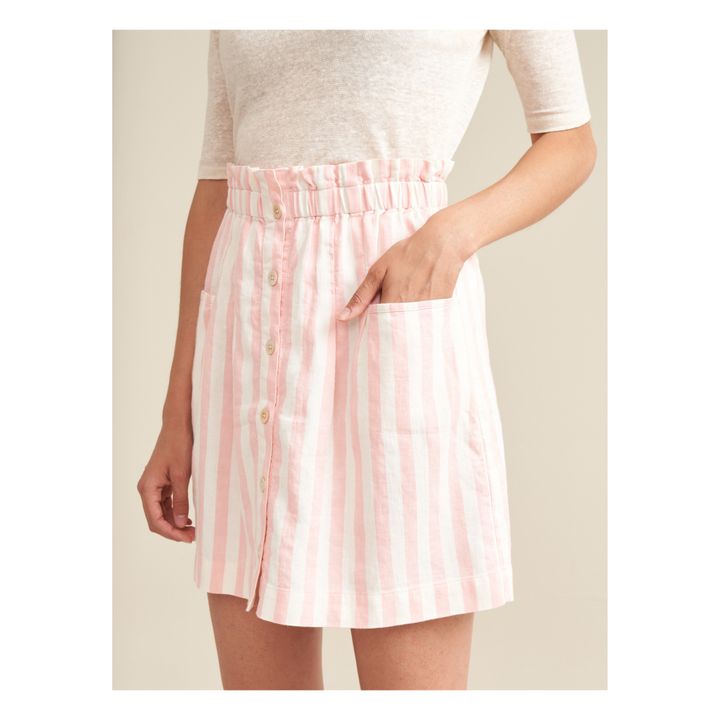 April Linen and Cotton Striped Skirt - Women's Collection | Rosa- Immagine del prodotto n°4