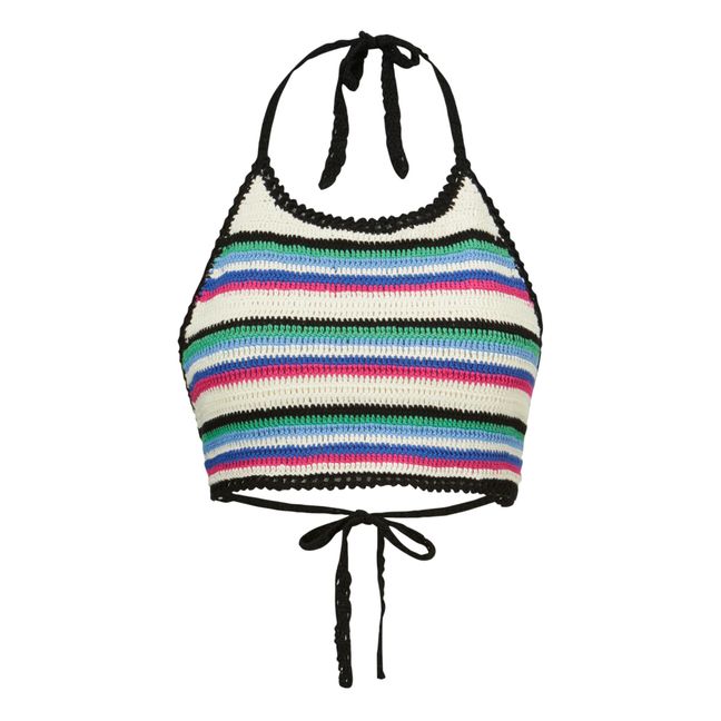 Luisa Striped Crochet Bikini Top | Nero