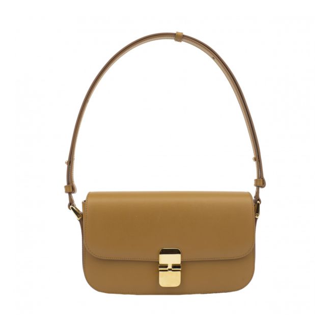 Grace Smooth Leather Baguette Bag | Honey