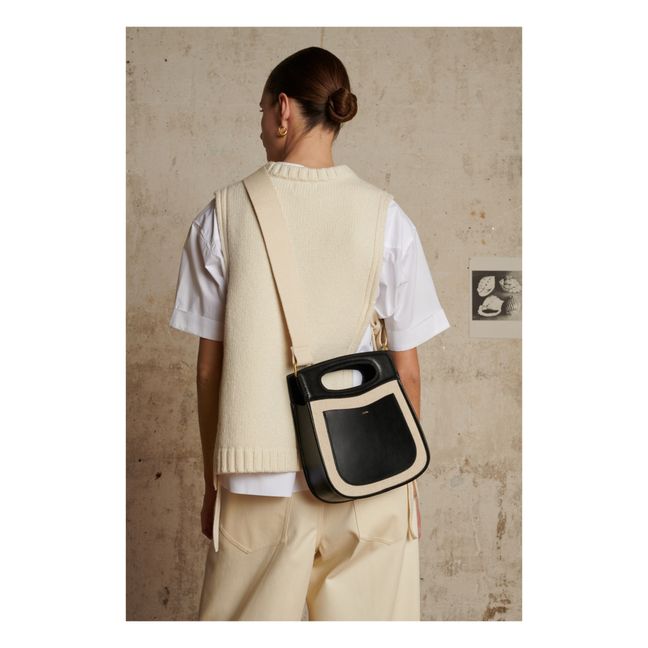 Borsa Cheri, in pelle e tela | Ecru