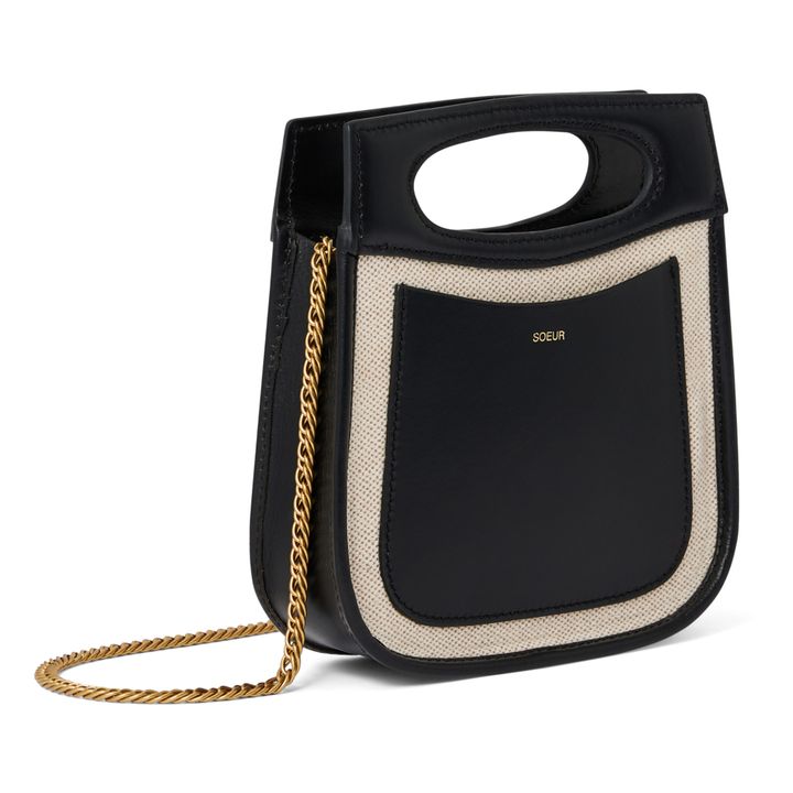 Cheri Mini Leather and Cotton Bag | Negro- Imagen del producto n°2