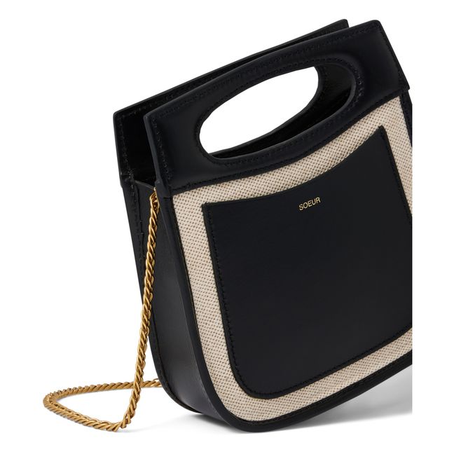 Sac Cheri Mini Cuir et Coton | Noir
