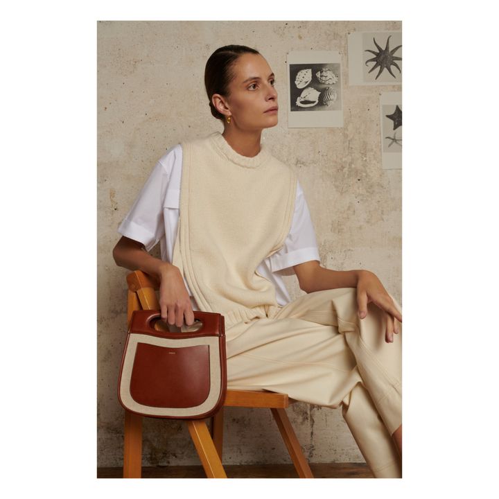Cheri Mini Leather and Cotton Bag | Cognac- Immagine del prodotto n°1
