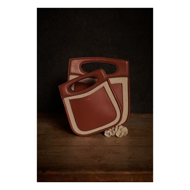 Cheri Mini Leather and Cotton Bag | Cognac