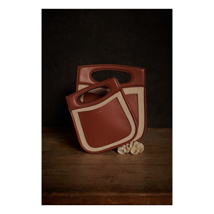Cheri Mini Leather and Cotton Bag | Cognac- Immagine del prodotto n°2