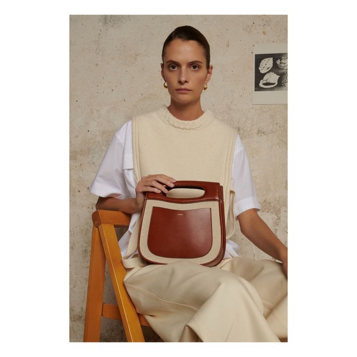 Cheri Mini Leather and Cotton Bag | Coñac- Imagen del producto n°3