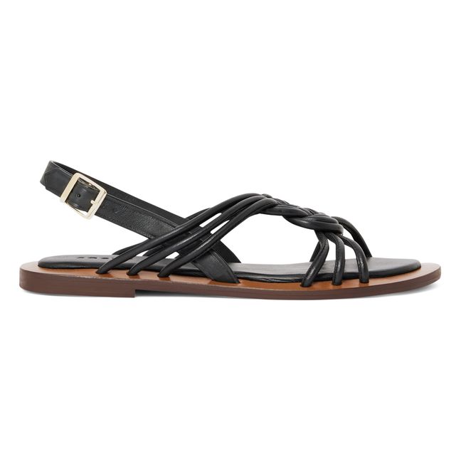 Leather Temple Sandals | Negro