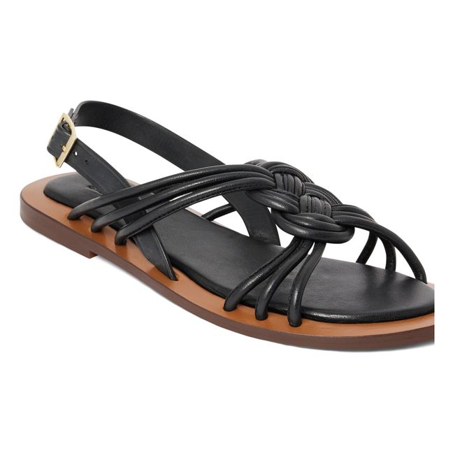 Leather Temple Sandals | Schwarz