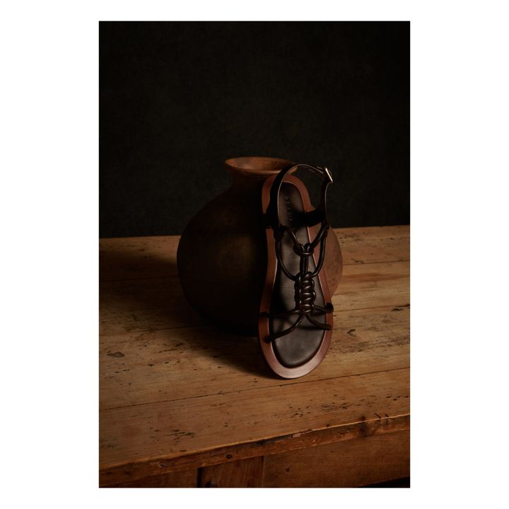 Leather Temple Sandals | Nero- Immagine del prodotto n°7