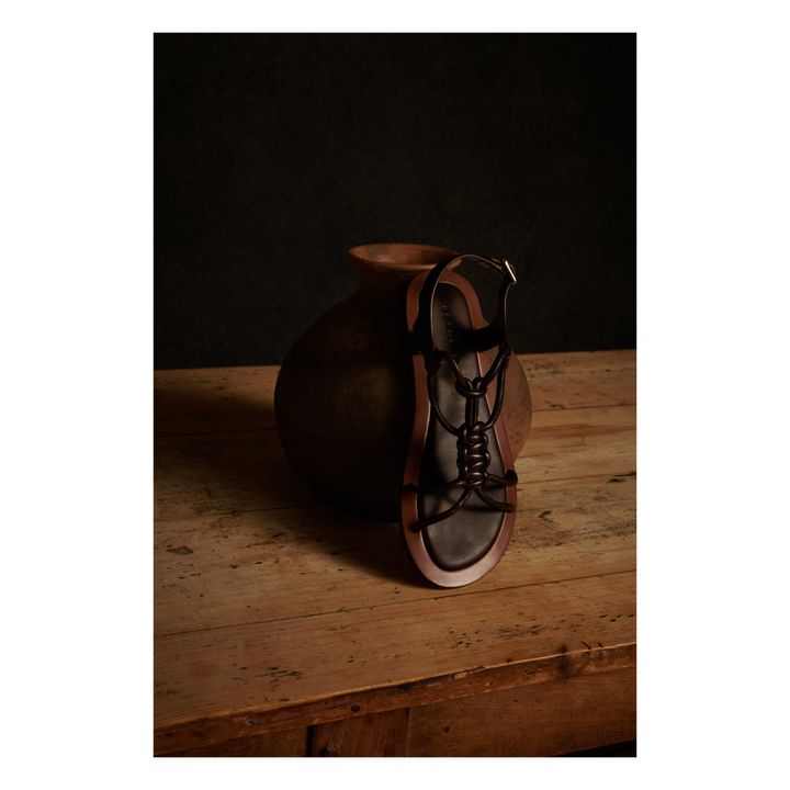 Sandales Soeur Paris Modèle Temple - Taille 39 En Cuir Marron, Très Bon état