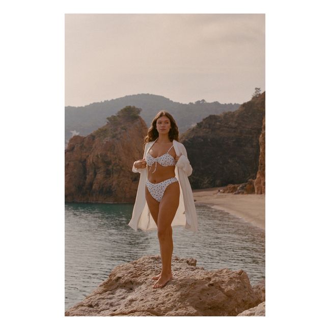 Blueberry Printed Guanaco Bikini Top | White