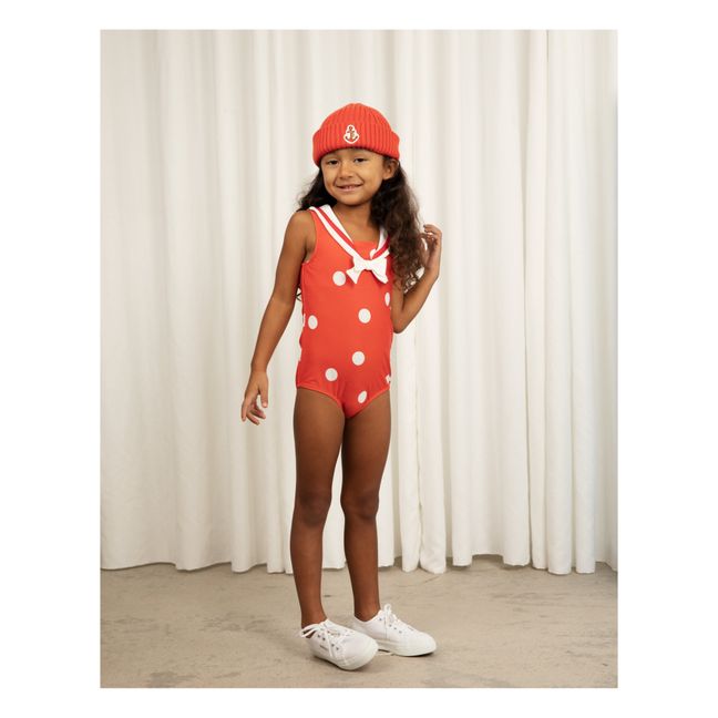 One-piece Sailor Swimsuit | Red