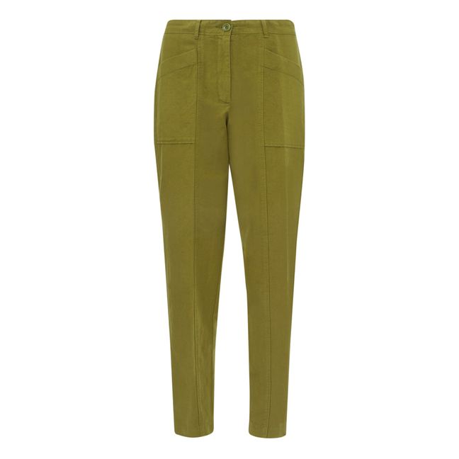 Pumping Cotton and Linen Pants | Verde militare