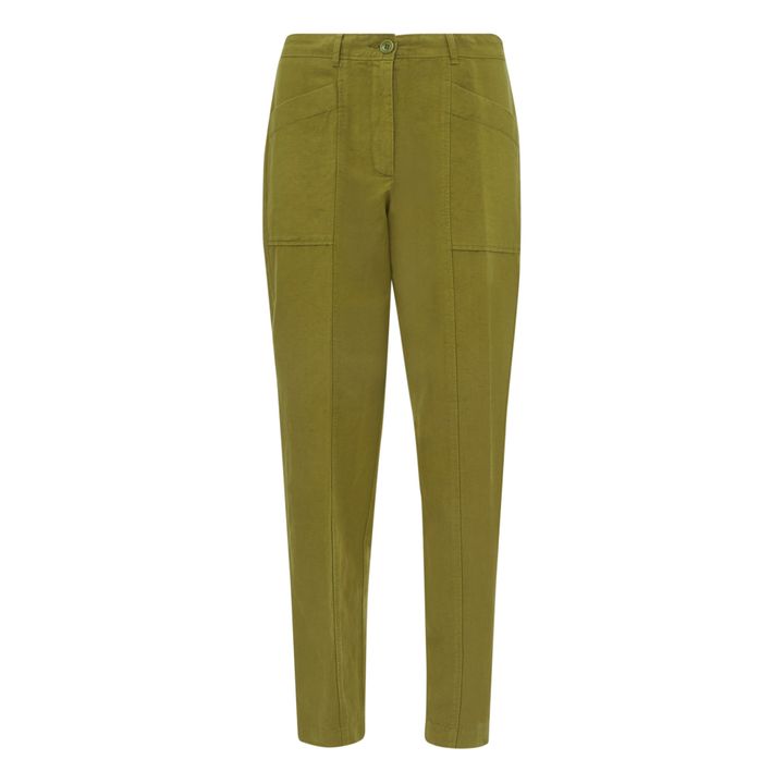 Pumping Cotton and Linen Pants | Verde militare- Immagine del prodotto n°0