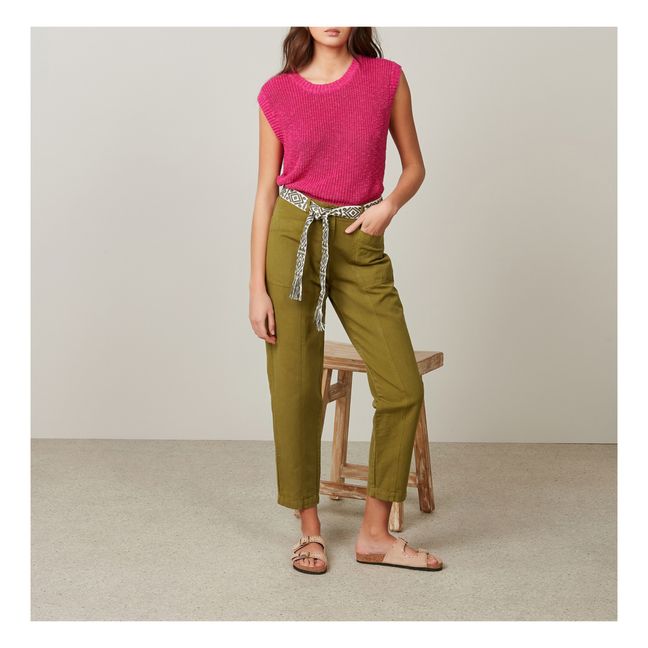 Pantalon Pumping Coton et Lin | Vert kaki