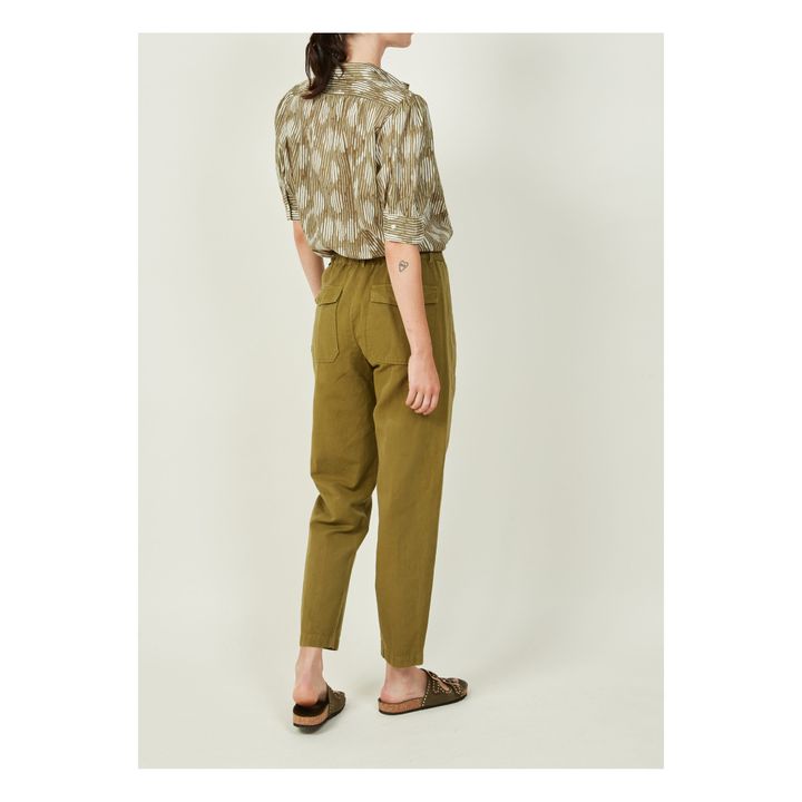 Pumping Cotton and Linen Pants | Verde Kaki- Imagen del producto n°5