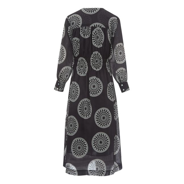 Miranda Print Cotton Crepe Dress | Black