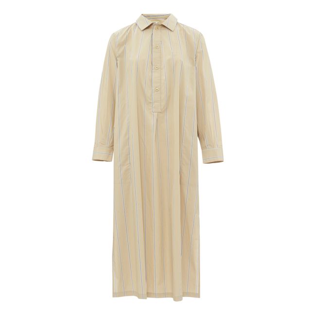 Striped Poplin Cotton Shirt Dress | Sand