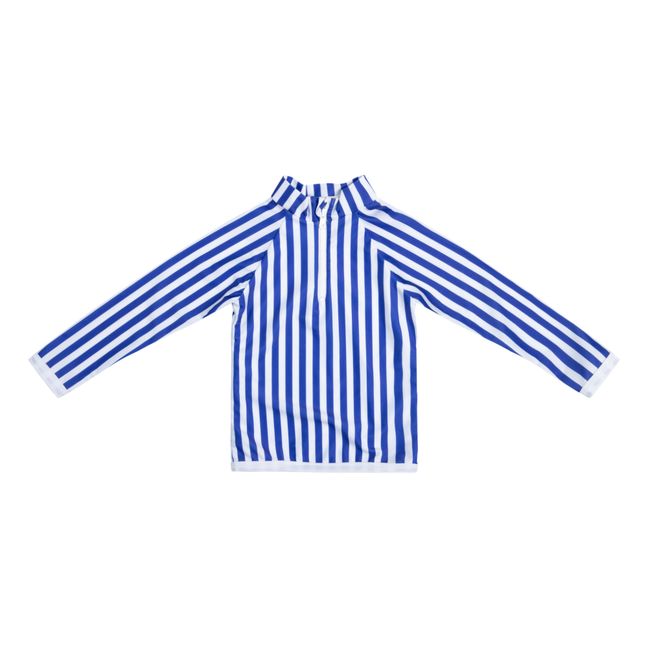 Anti UV Recycled Material Striped T-Shirt | Blau