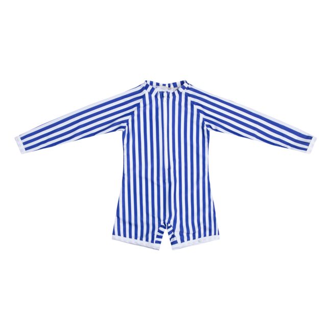 Anti-UV Recycled Material Striped Playsuit | Azul