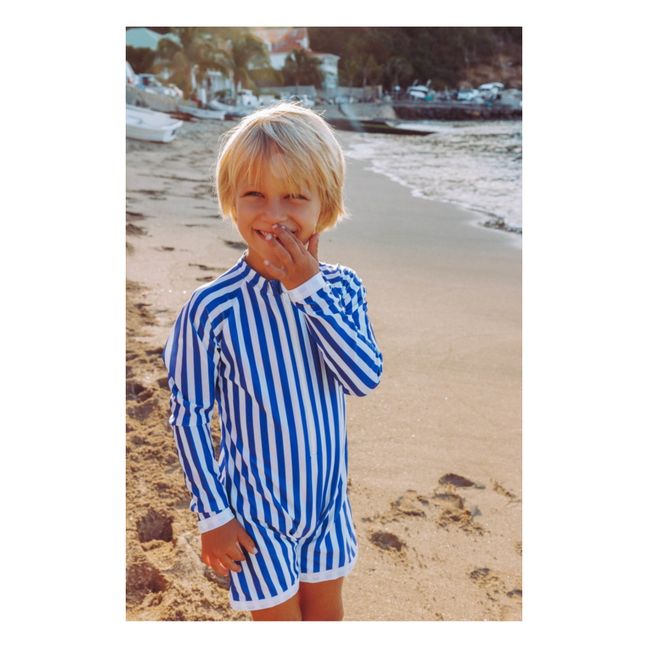 Anti-UV Recycled Material Striped Playsuit | Blau