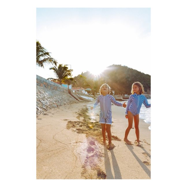 Maillot de Bain Anti-UV Matière Recyclée Rayé | Bleu
