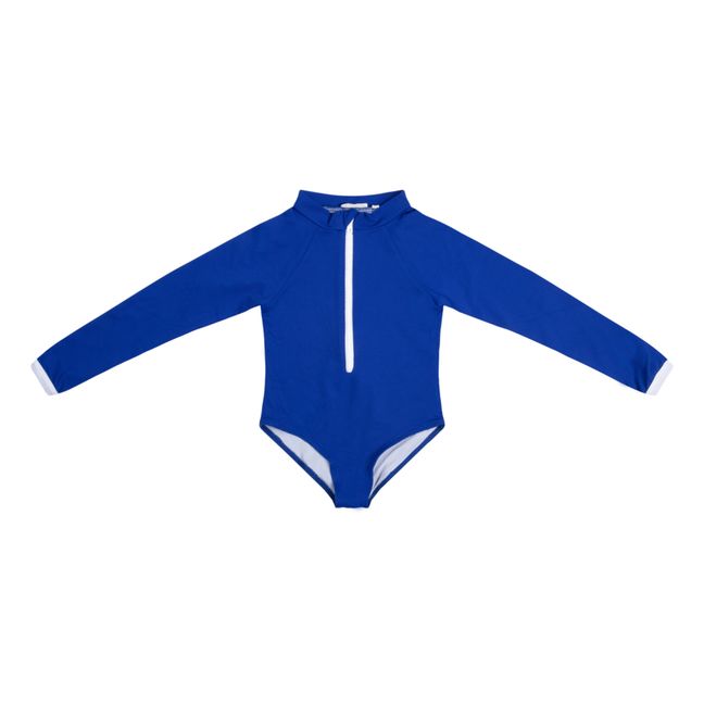 Plain Anti-UV Recycled Material Waffle Swimsuit | Azul