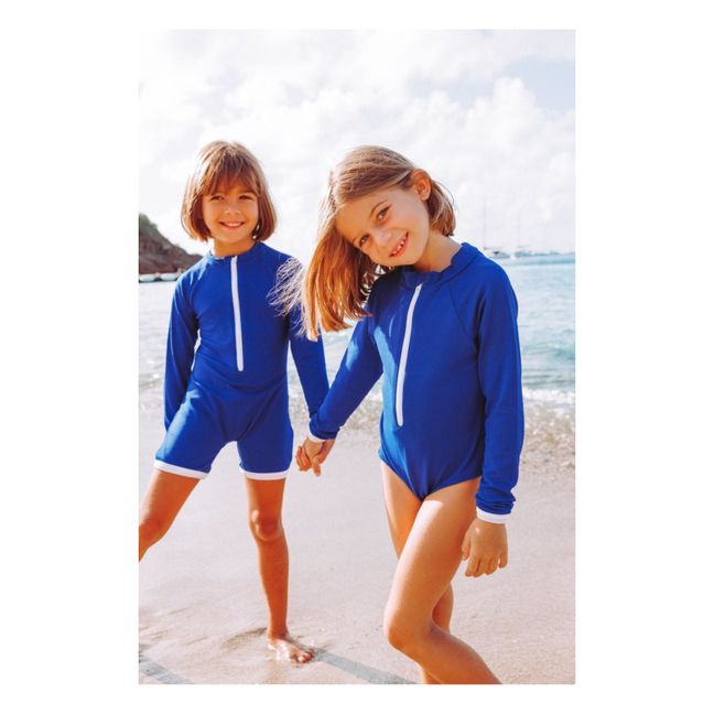 Badeanzug aus recyceltem Material UV-Schutz | Blau