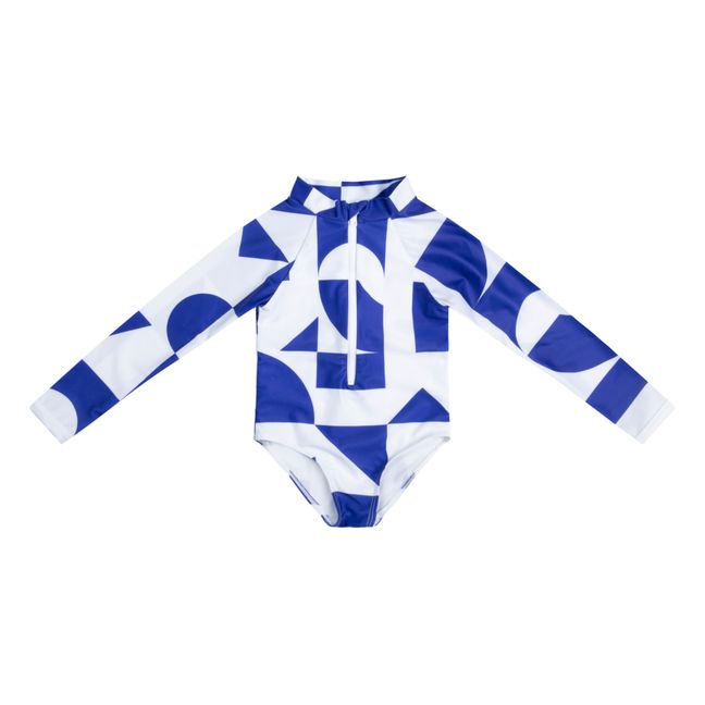 Anti-UV Recycled Material Geometric Swimsuit | Azul
