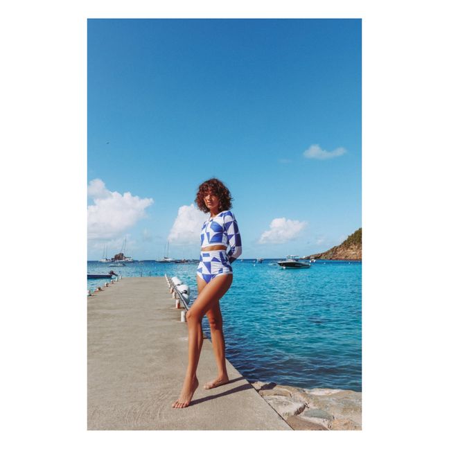 Bikinihose aus recyceltem Material geometrisch - Damenkollektion | Blau