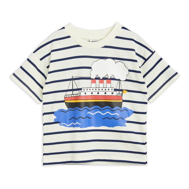 T-Shirt Coton Bio Rayé Ferry | Blanc