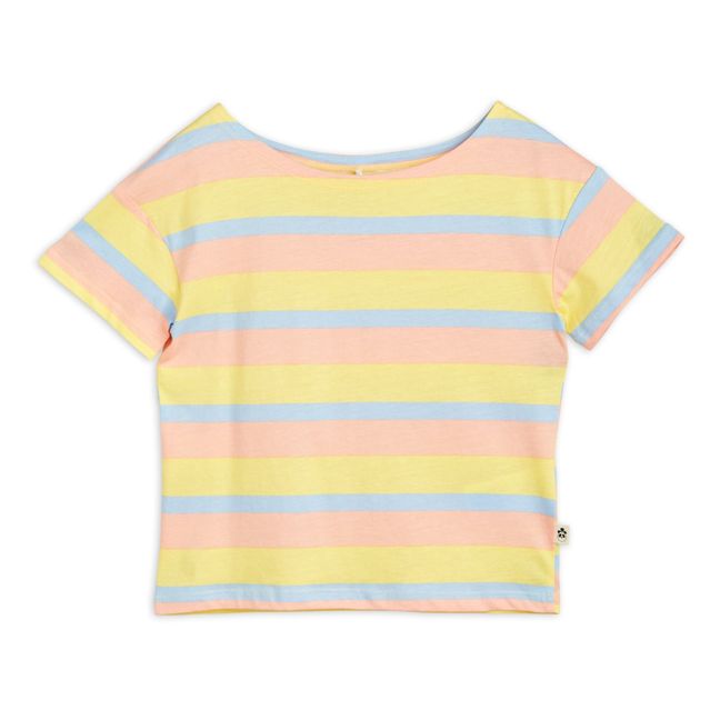 T-Shirt Coton Bio Rayé Pastel | Rose