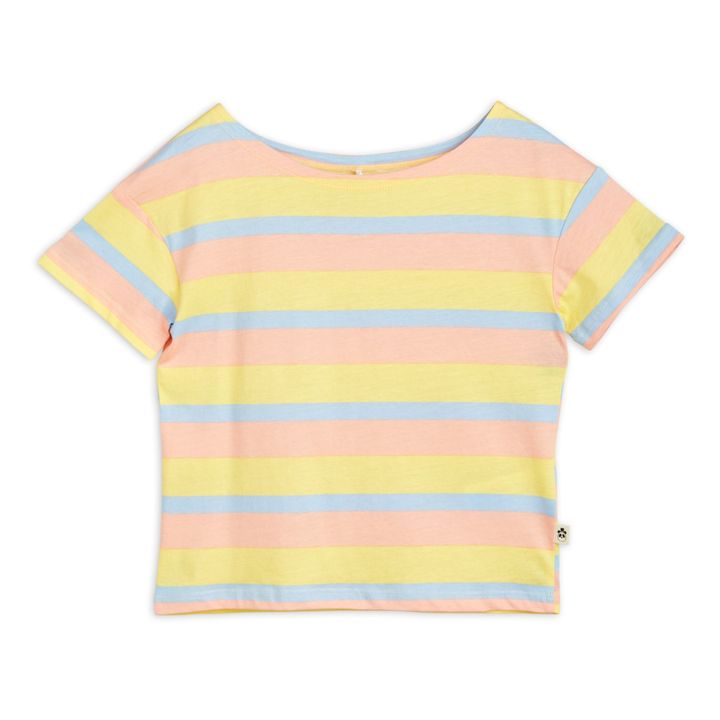 Camiseta a rayas de algodón orgánico Pastel | Rosa- Imagen del producto n°0